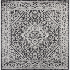Sinjuri Medallion Textured Indoor/Outdoor Square Area Rug