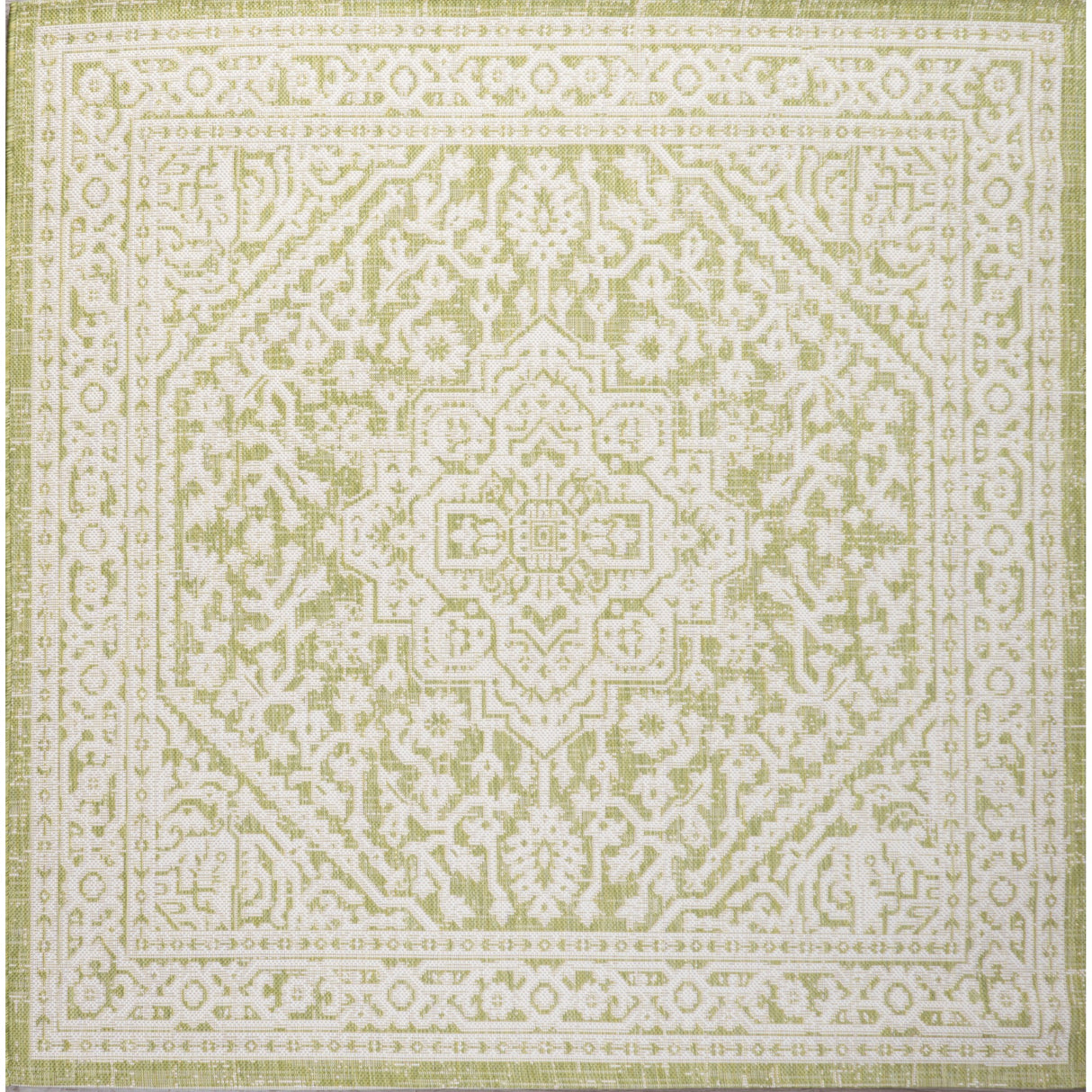 Sinjuri Medallion Textured Weave Indoor/Outdoor Square Area Rug
