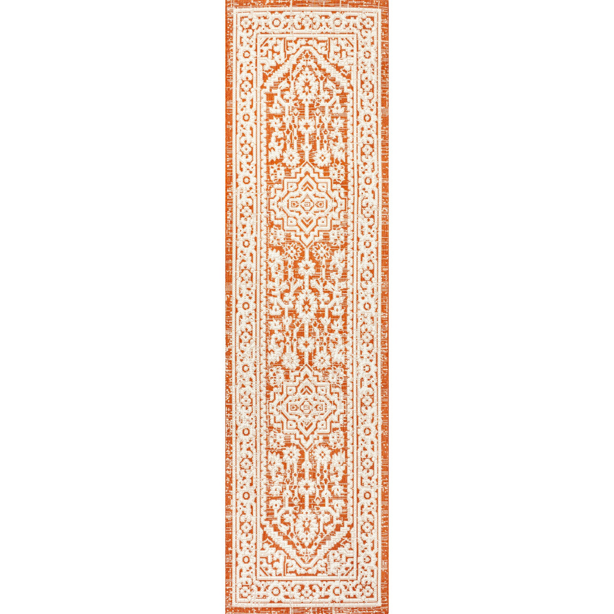 Sinjuri Medallion Textured Weave Indoor/Outdoor Runner Rug