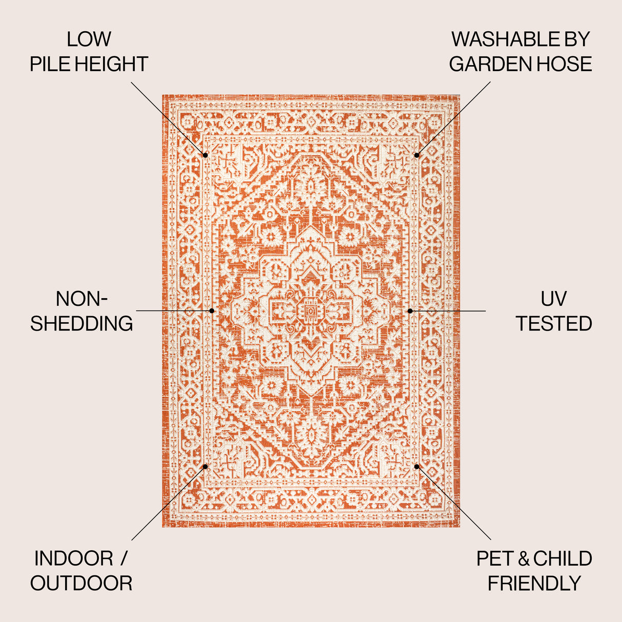 Sinjuri Medallion Textured Weave Indoor/Outdoor Area Rug