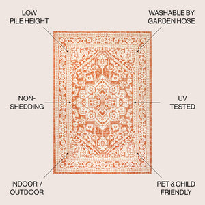 Sinjuri Medallion Textured Weave Indoor/Outdoor Area Rug