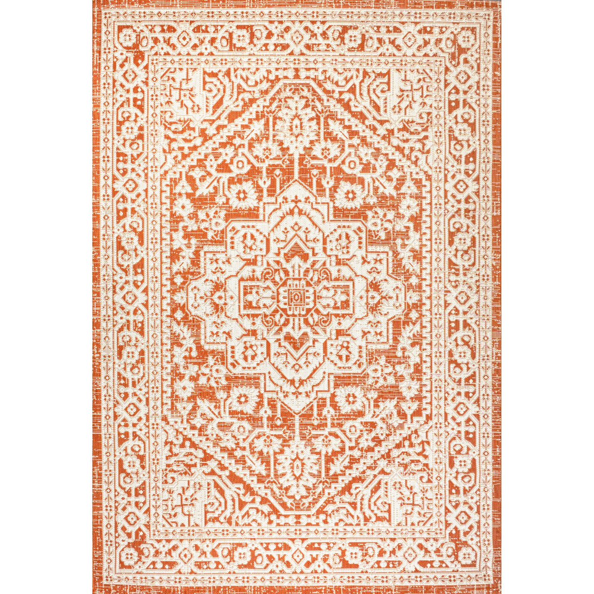 Sinjuri Medallion Textured Weave Indoor/Outdoor Area Rug