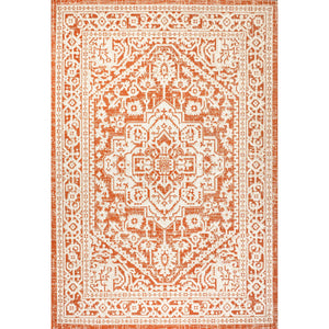 Sinjuri Medallion Textured Weave Indoor/Outdoor Area Rug