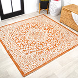 Sinjuri Medallion Textured Weave Indoor/Outdoor Square Area Rug