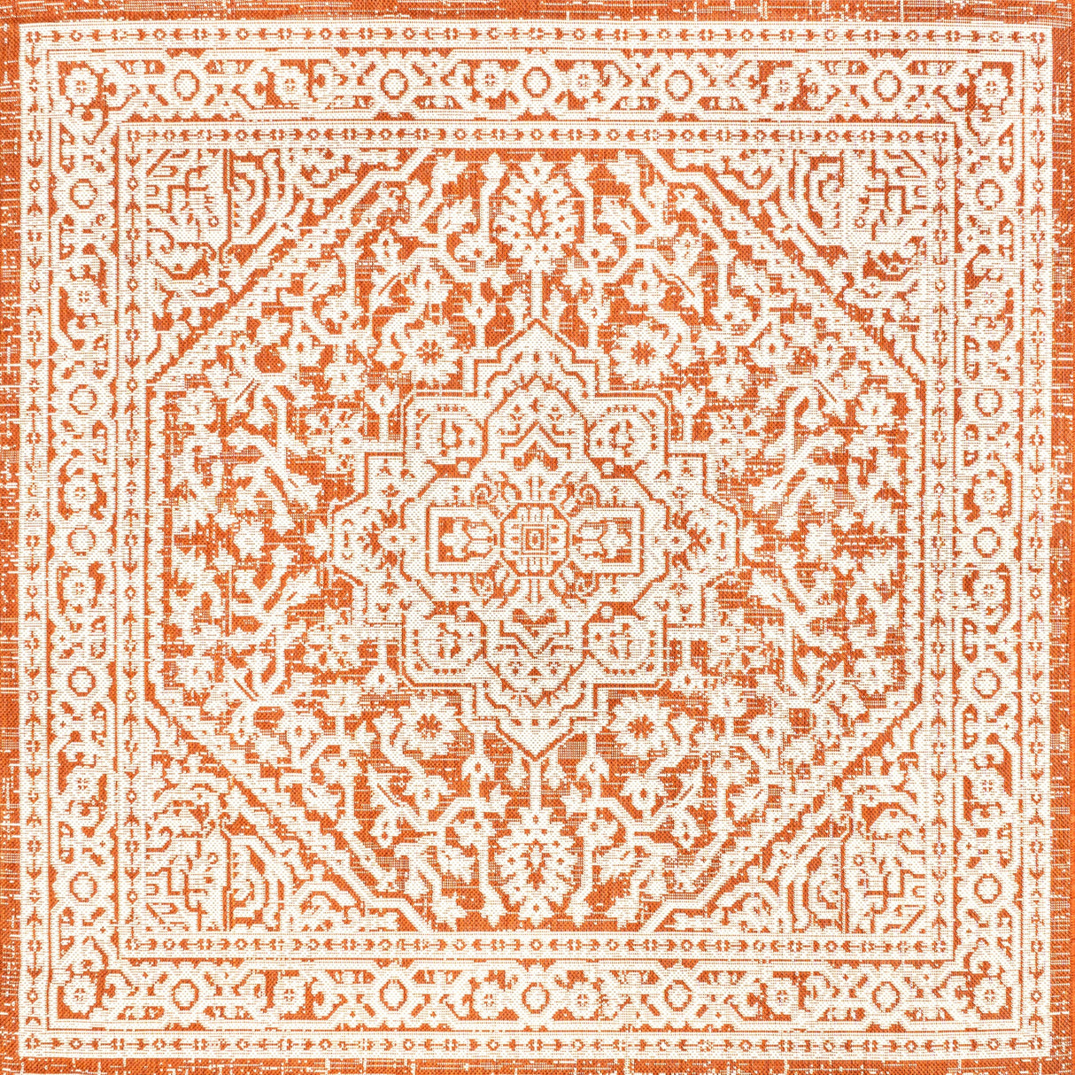 Sinjuri Medallion Textured Weave Indoor/Outdoor Square Area Rug