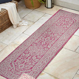 Sinjuri Medallion Textured Weave Indoor/Outdoor Runner Rug