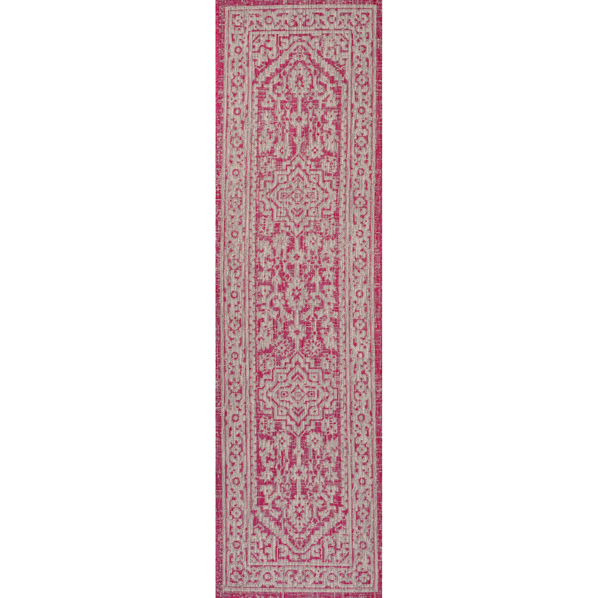 Sinjuri Medallion Textured Weave Indoor/Outdoor Runner Rug
