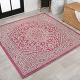 Sinjuri Medallion Textured Weave Indoor/Outdoor Square Area Rug