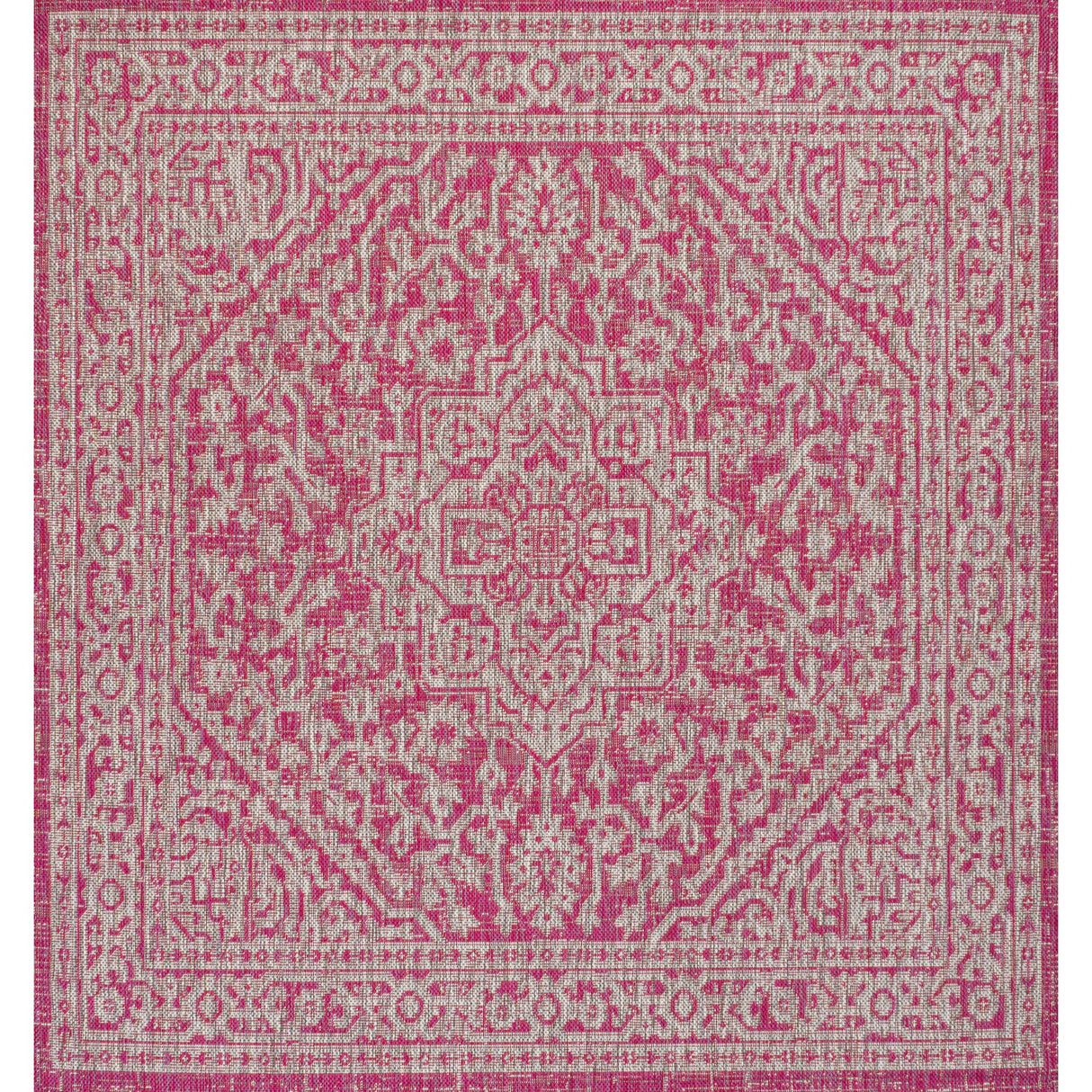 Sinjuri Medallion Textured Weave Indoor/Outdoor Square Area Rug