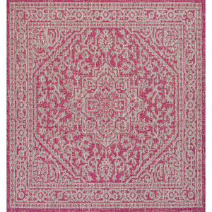 Sinjuri Medallion Textured Weave Indoor/Outdoor Square Area Rug