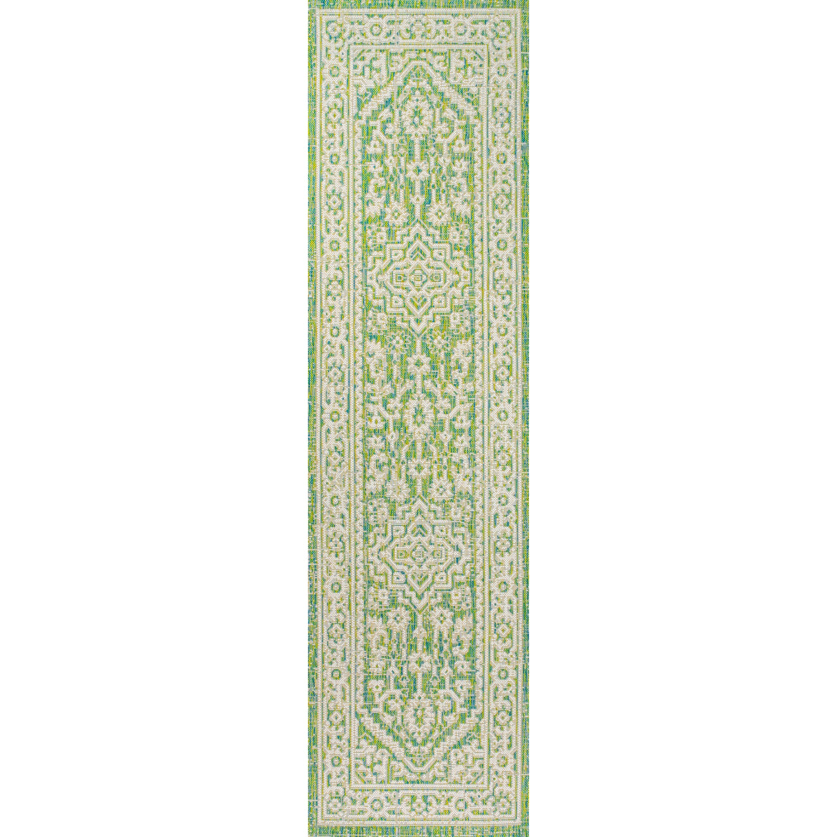 Sinjuri Medallion Textured Weave Indoor/Outdoor Runner Rug