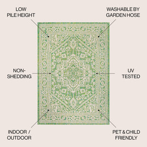 Sinjuri Medallion Textured Weave Indoor/Outdoor Area Rug