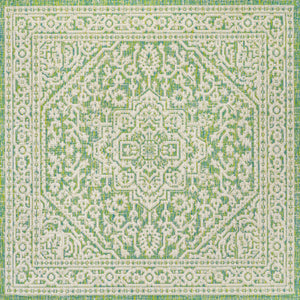 Sinjuri Medallion Textured Weave Indoor/Outdoor Square Area Rug