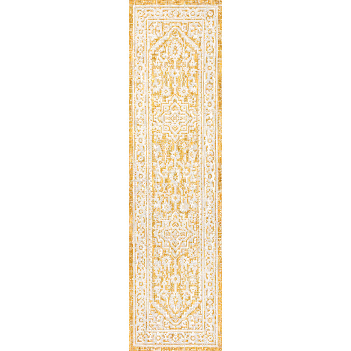 Sinjuri Medallion Textured Weave Indoor/Outdoor Runner Rug