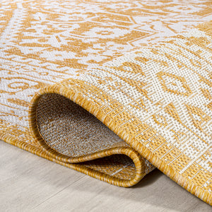 Sinjuri Medallion Textured Weave Indoor/Outdoor Runner Rug