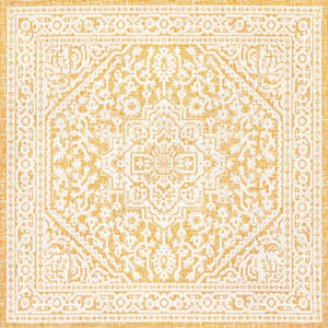 Sinjuri Medallion Textured Weave Indoor/Outdoor Square Area Rug