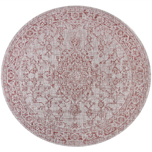 Rozetta Boho Medallion Textured Weave Indoor/Outdoor Round Area Rug