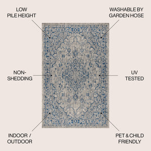 Rozetta Boho Medallion Textured Weave Indoor/Outdoor Area Rug