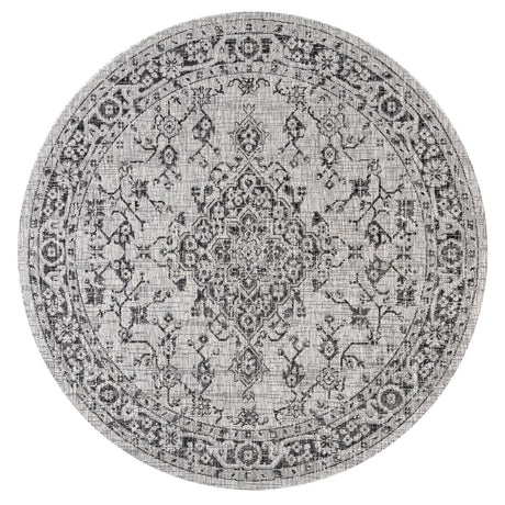 Rozetta Boho Medallion Textured Weave Indoor/Outdoor Round Area Rug