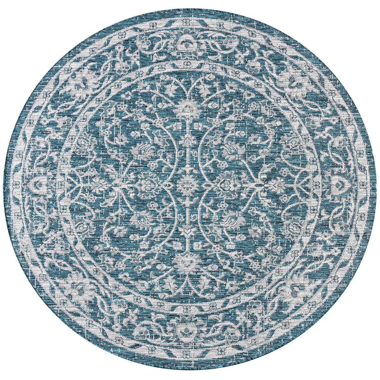 Palazzo Vine and Border Textured Weave Indoor/Outdoor Round Area Rug