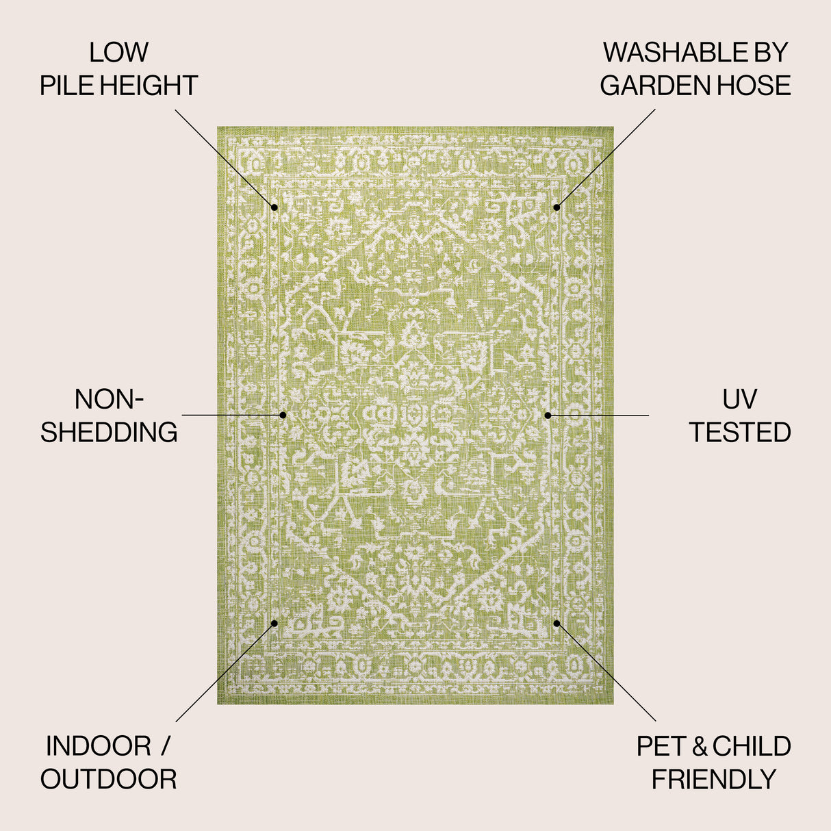 Malta Bohemian Medallion Textured Weave Indoor/Outdoor Area Rug