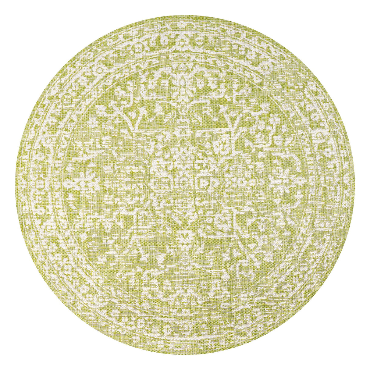 Malta Bohemian Medallion Textured Weave Indoor/Outdoor Round Area Rug