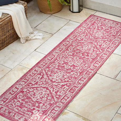 Malta Bohemian Medallion Textured Weave Indoor/Outdoor Runner Rug