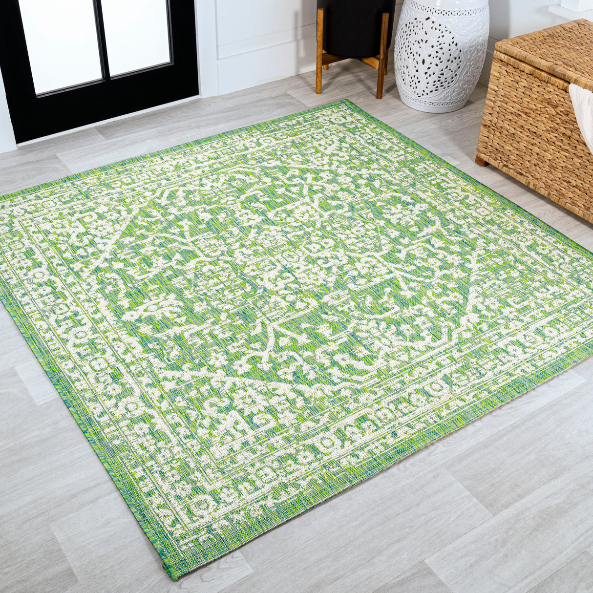 Malta-Bohemian-Medallion-Textured-Weave-Indoor/Outdoor-Square-Area-Rug-Area-Rugs