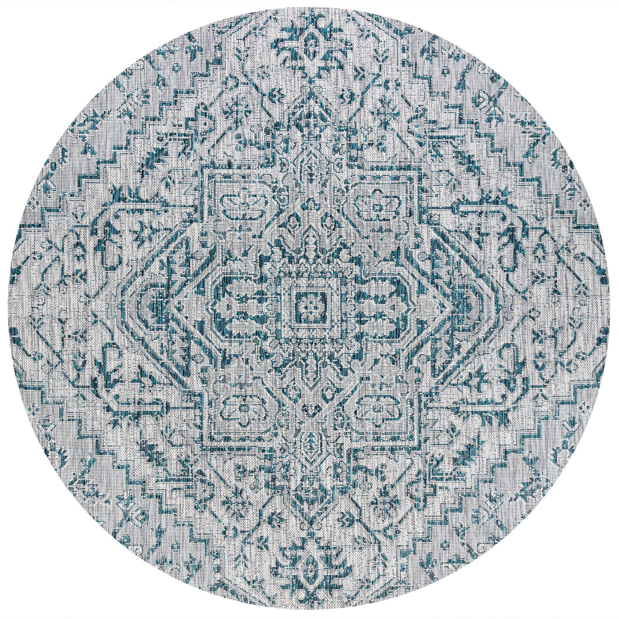 Estrella Bohemian Medallion Textured Weave Indoor/Outdoor Round Area Rug