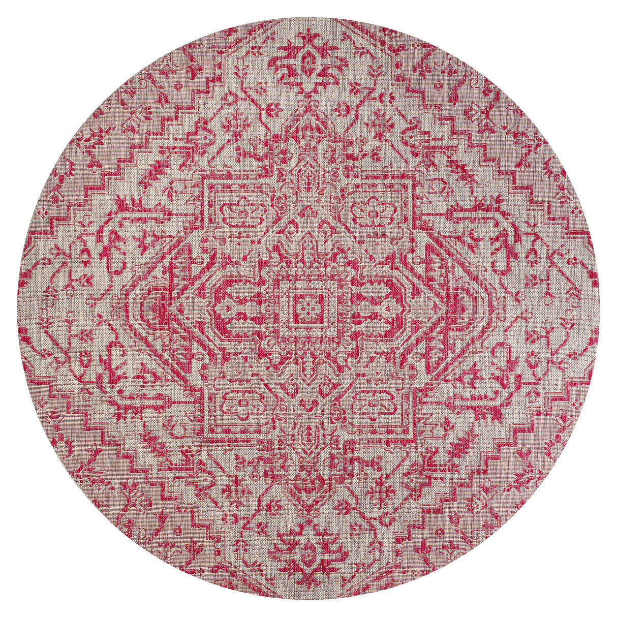 Estrella Bohemian Medallion Textured Indoor/Outdoor Round Area Rug