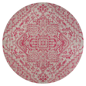 Estrella Bohemian Medallion Textured Indoor/Outdoor Round Area Rug