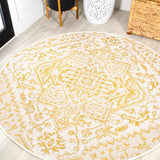 Estrella Bohemian Medallion Textured Indoor/Outdoor Round Area Rug