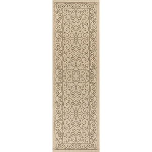 Charleston Vintage Filigree Textured Weav Indoor/Outdoor Runner Rug