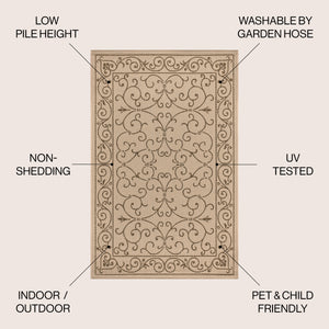 Charleston Vintage Filigree Textured Weav Indoor/Outdoor Area Rug