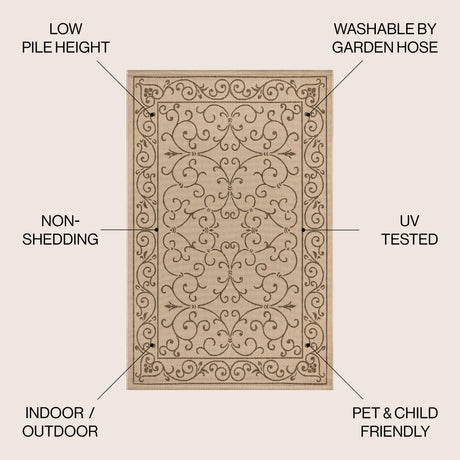 Charleston Vintage Filigree Textured Weav Indoor/Outdoor Area Rug