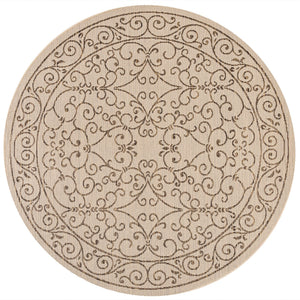 Charleston Vintage Filigree Textured Weav Indoor/Outdoor Round Area Rug