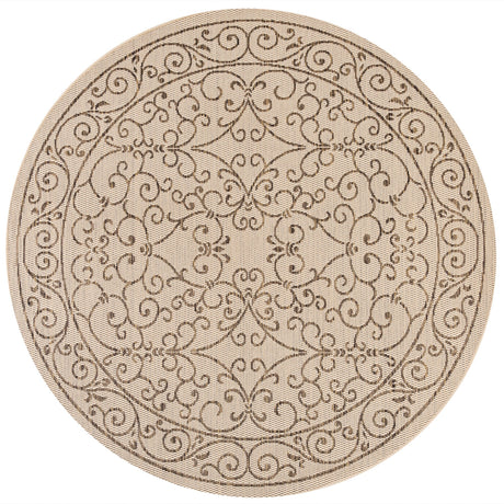 Charleston Vintage Filigree Textured Weav Indoor/Outdoor Round Area Rug