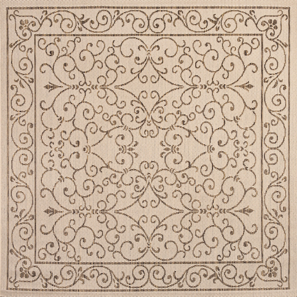 Charleston Vintage Filigree Textured Indoor/Outdoor Square Area Rug