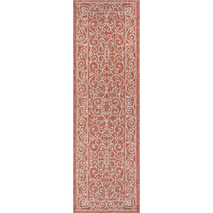 Charleston Vintage Filigree Textured Weav Indoor/Outdoor Runner Rug
