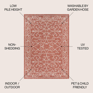 Charleston Vintage Filigree Textured Weav Indoor/Outdoor Area Rug