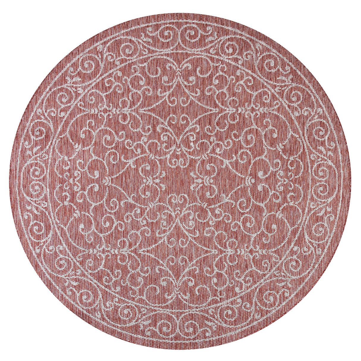 Charleston Vintage Filigree Textured Weav Indoor/Outdoor Round Area Rug