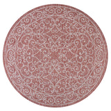 Charleston Vintage Filigree Textured Weav Indoor/Outdoor Round Area Rug