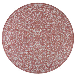 Charleston Vintage Filigree Textured Weav Indoor/Outdoor Round Area Rug