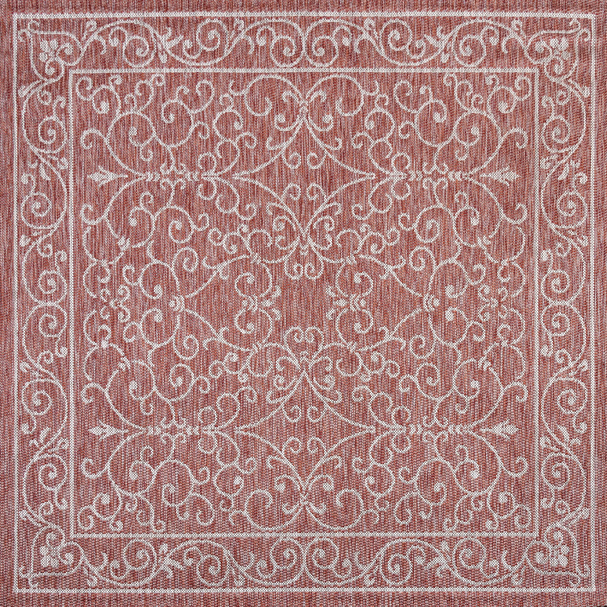 Charleston Vintage Filigree Textured Indoor/Outdoor Square Area Rug