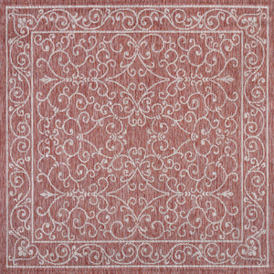 Charleston Vintage Filigree Textured Indoor/Outdoor Square Area Rug