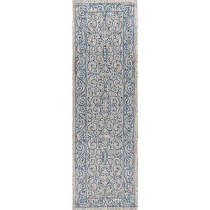 Charleston Vintage Filigree Textured Weav Indoor/Outdoor Runner Rug