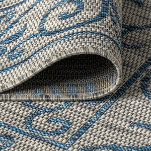 Charleston Vintage Filigree Textured Weav Indoor/Outdoor Runner Rug