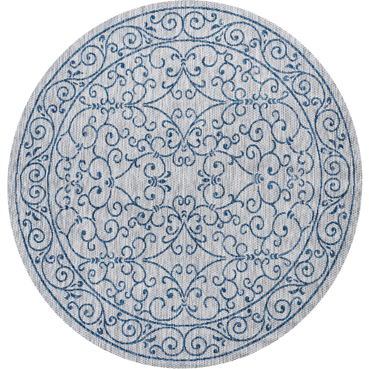 Charleston Vintage Filigree Textured Weav Indoor/Outdoor Round Area Rug