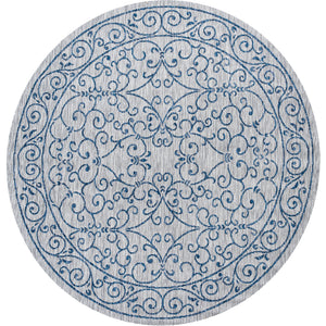 Charleston Vintage Filigree Textured Weav Indoor/Outdoor Round Area Rug