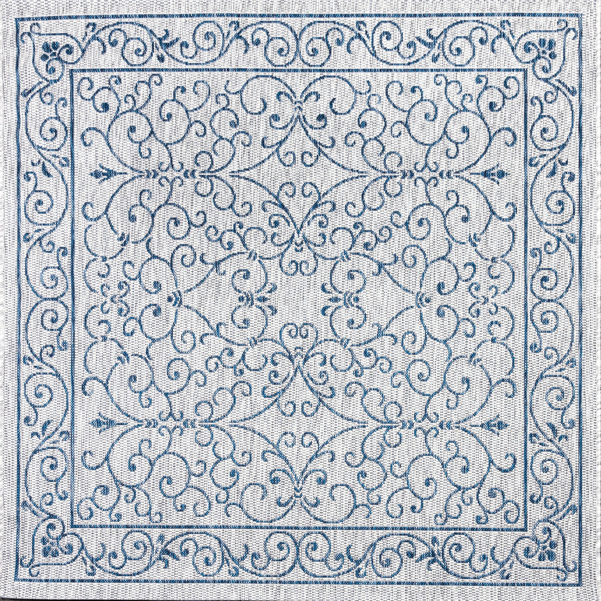 Charleston Vintage Filigree Textured Indoor/Outdoor Square Area Rug
